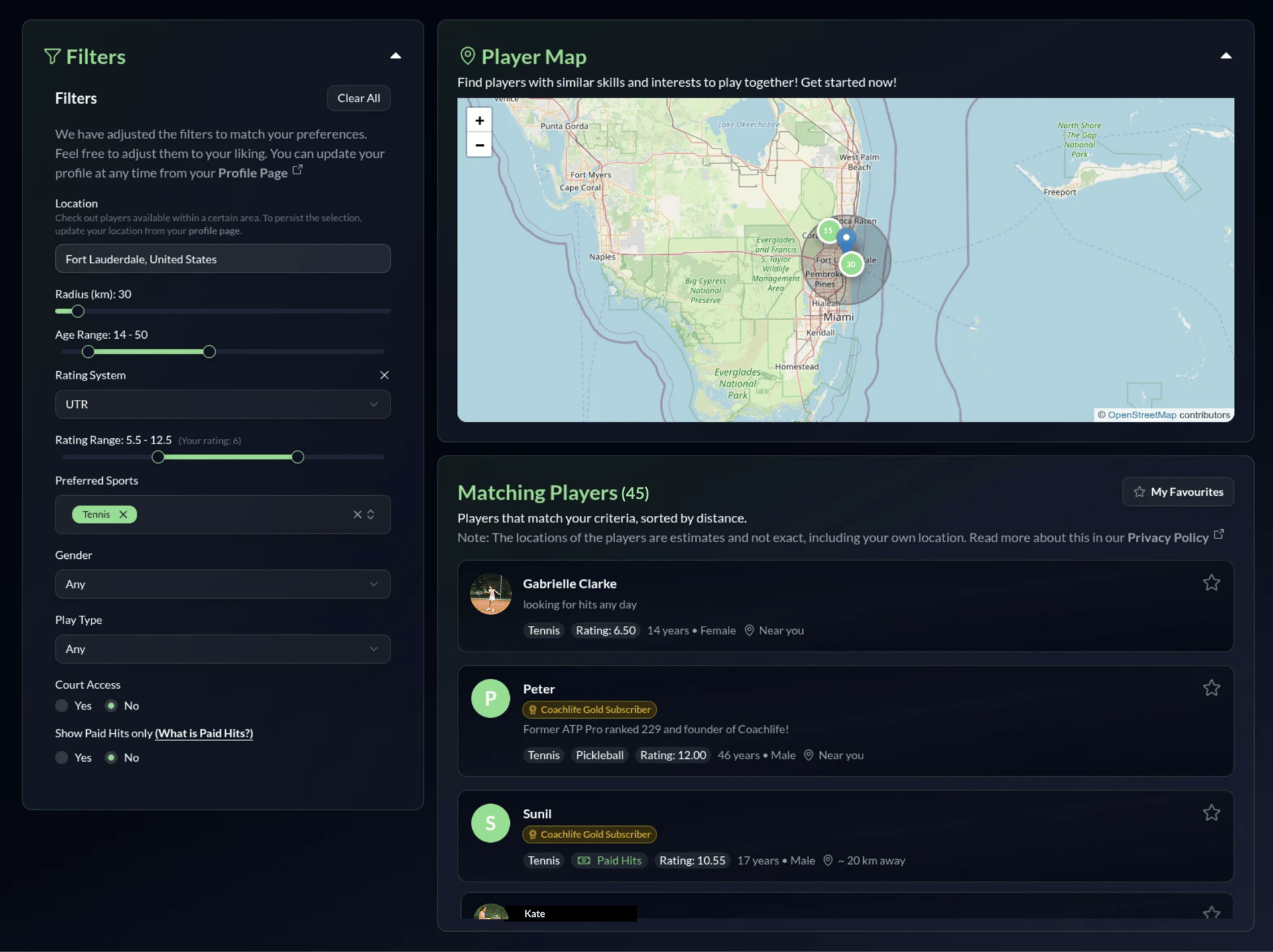 Player Matchup Interface Design