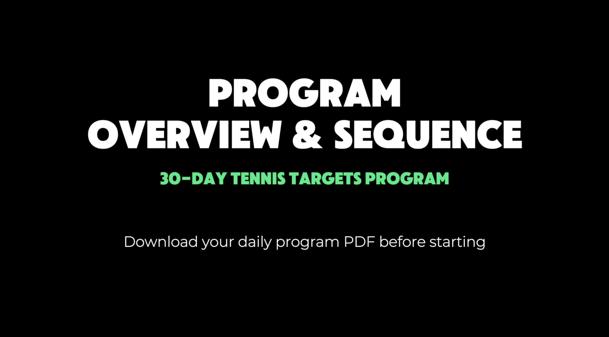 Program Overview & Sequence